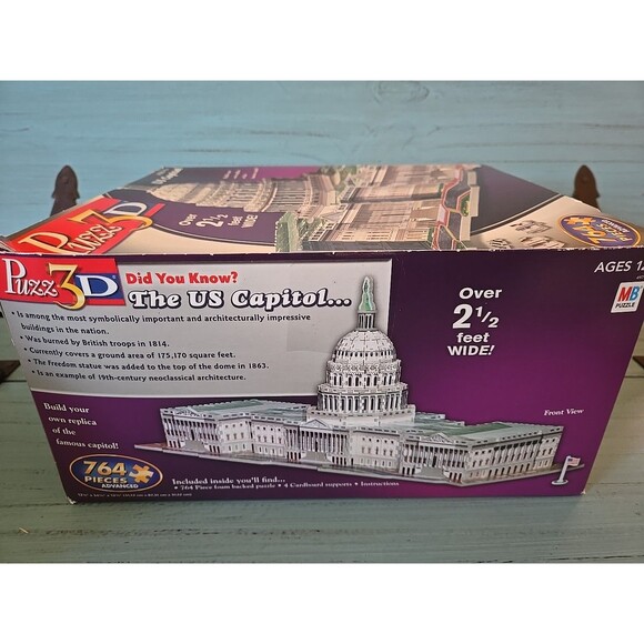 2005 Milton Bradley 3D United States US Capitol Jigsaw Puzzle Vintage Puzz 3D - Picture 2 of 10